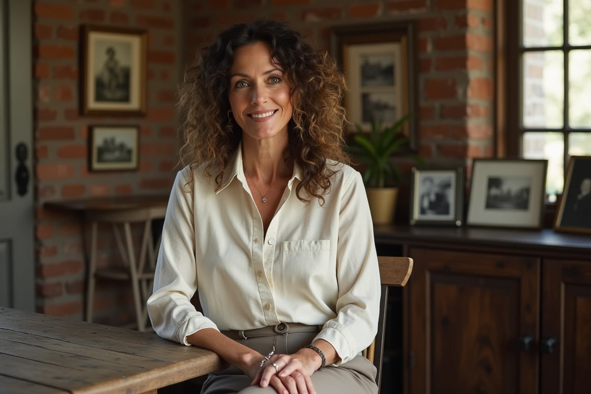 Andie MacDowell dans une maison de ferme chaleureuse, portrait intime pour un article sur sa vie privée