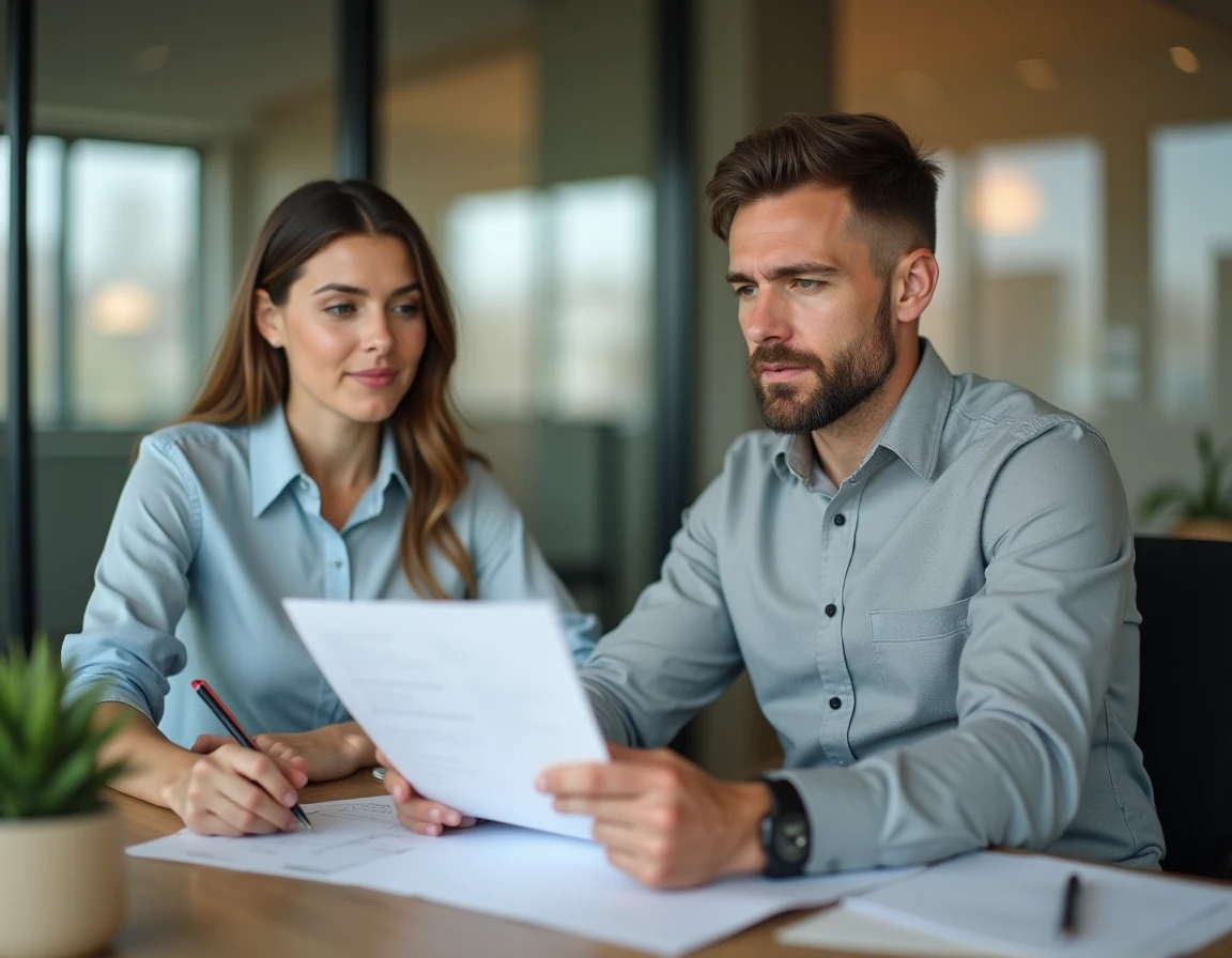 Homme discutant d'une offre de crédit avec un conseiller bancaire dans un bureau