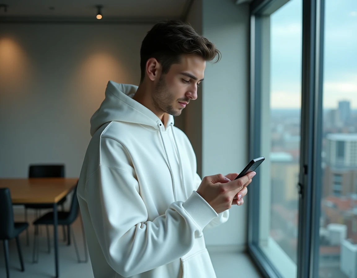 Jeune adulte effectuant une recherche gratuite sur un numéro de portable 06 inconnu depuis son smartphone